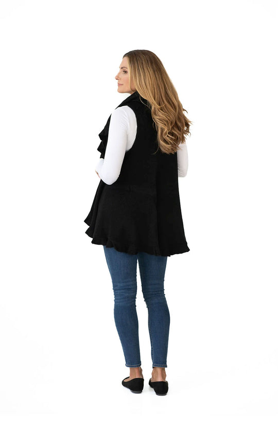 Shawl in Black with Ruffle Trim