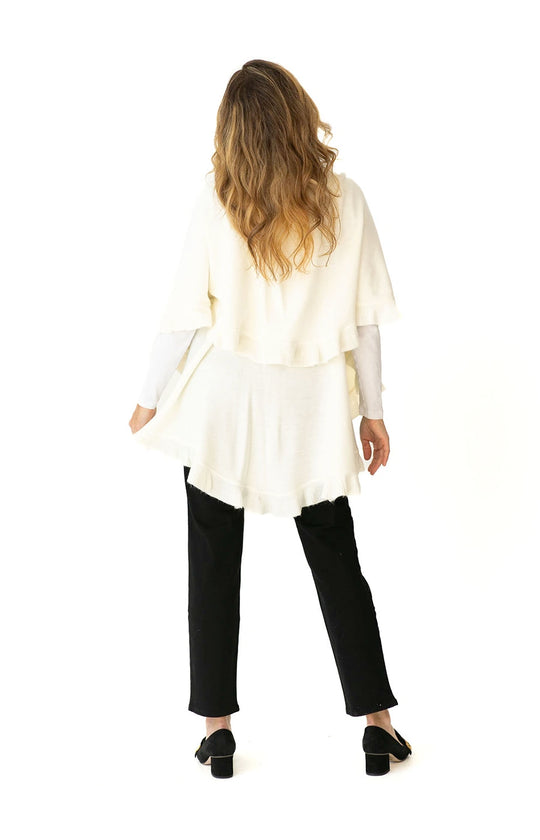 Shawl in Cream with Ruffle Trim