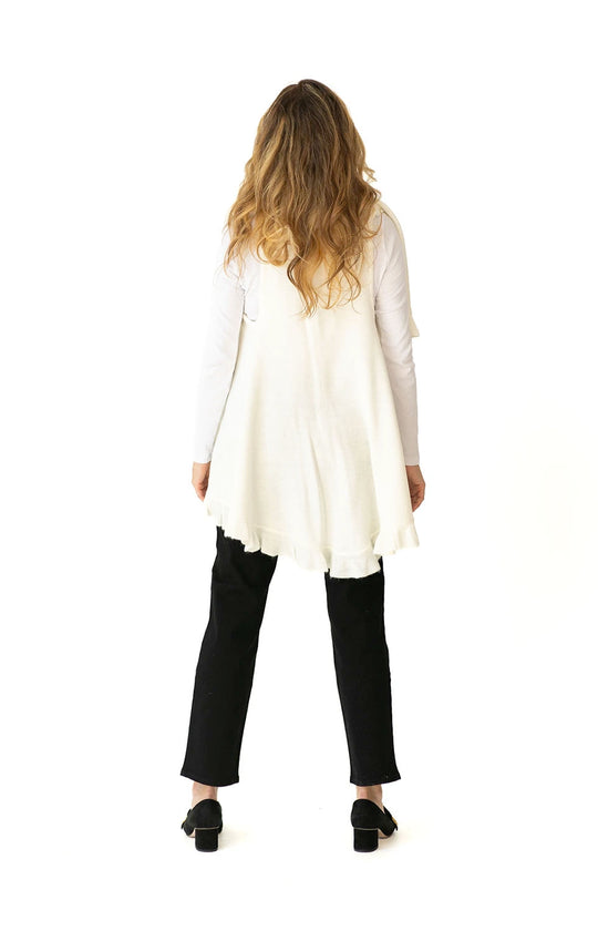 Shawl in Cream with Ruffle Trim