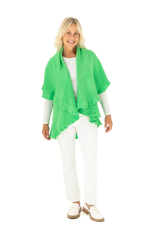 Shawl in Kelly Green with Ruffle Trim