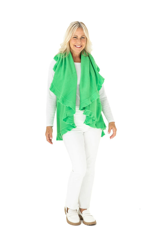 Shawl in Kelly Green with Ruffle Trim