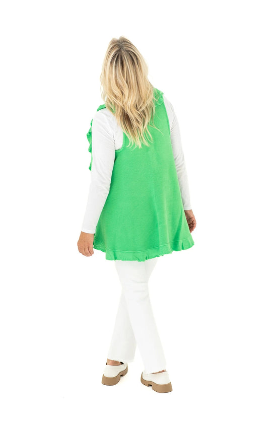 Shawl in Kelly Green with Ruffle Trim