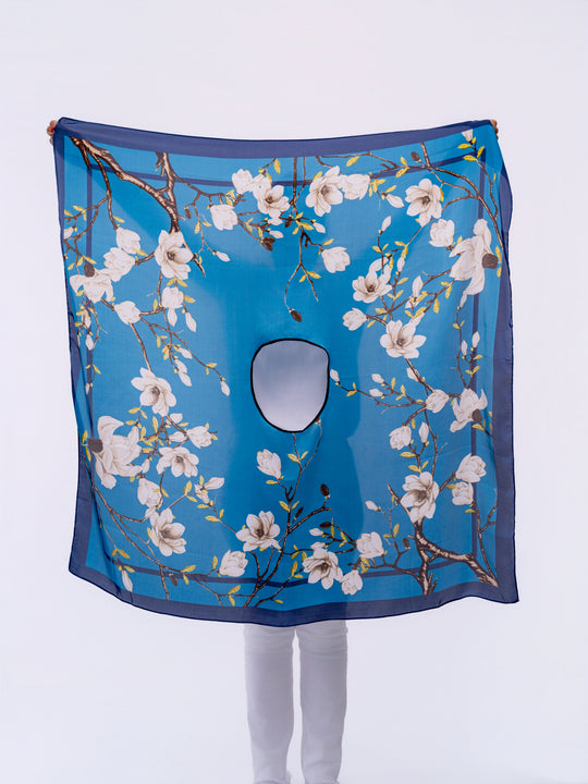 Turquoise Bloom Scarf Top