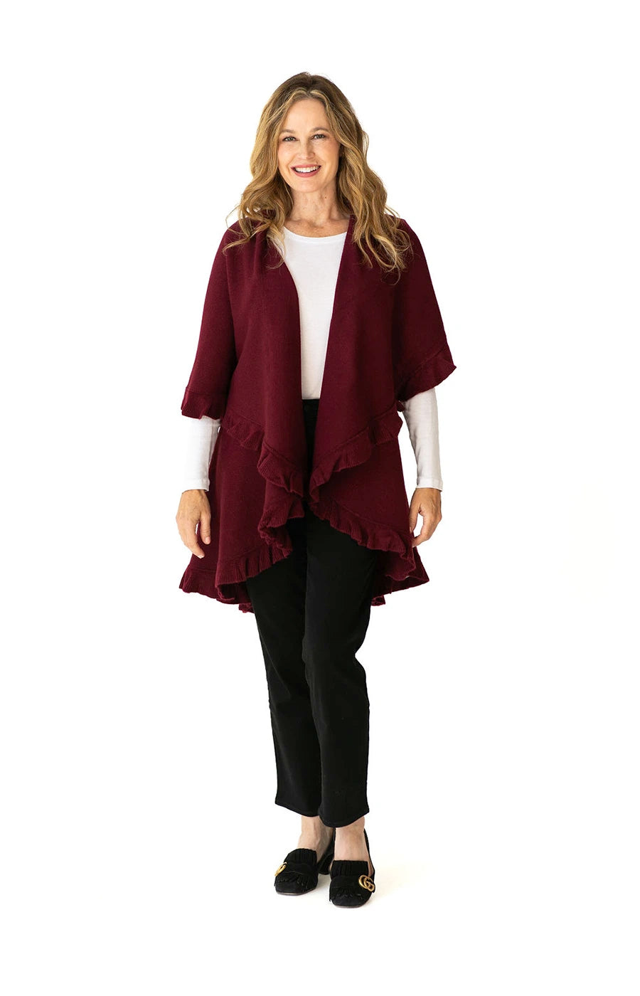 Burgundy 2025 shawl cardigan
